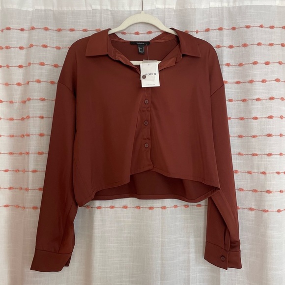 Forever 21 Tops - Forever 21 Satin Drop-Sleeve Shirt - NWT!